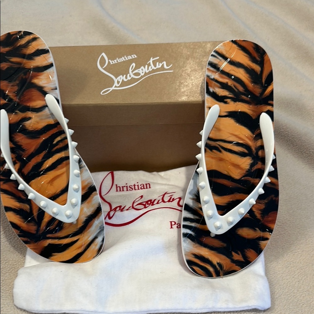 Christian Louboutin Black and Brown Sandals with Bold Design